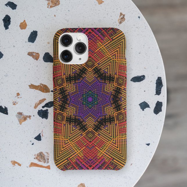 Capa Para iPhone 11 Weave Mandala Amarelo Laranja e Roxo (Criador carregado)