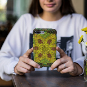 Capa Para iPhone 11 Weave Mandala Amarelo Verde e Laranja