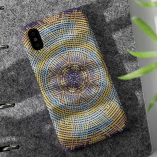 Capa Para iPhone 11 Weave Mandala Blue e Amarelo