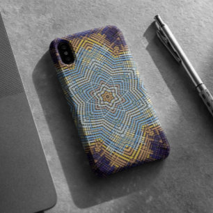 Capa Para iPhone 11 Weave Mandala Blue e Amarelo