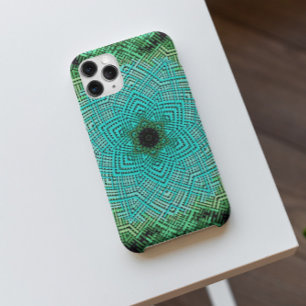 Capa Para iPhone 11 Weave Mandala Blue e Green