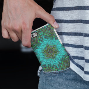 Capa Para iPhone 11 Weave Mandala Blue e Green