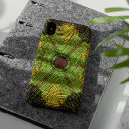 Capa Para iPhone 11 Weave Mandala Green Yellow e Red