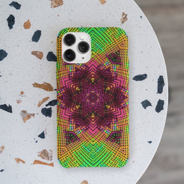 Capa Para iPhone 11 Weave Mandala Verde Laranja e Rosa (Criador carregado)