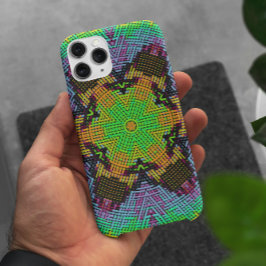 Capa Para iPhone 11 Weave Mandala Verde Laranja e Roxo