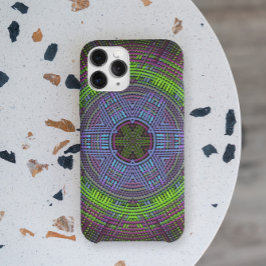 Capa Para iPhone 11 Weave Mandala Verde Roxo e Azul
