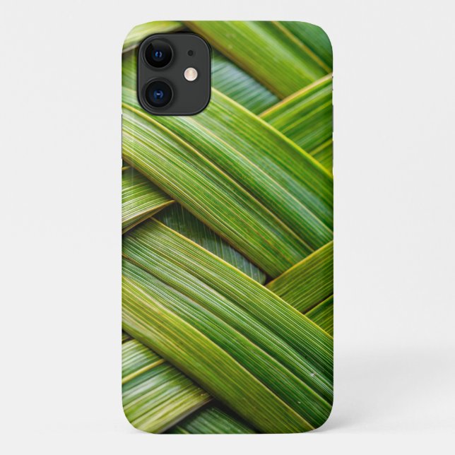 Capa Para iPhone 11 Weave verde fresca de bambu (Verso)