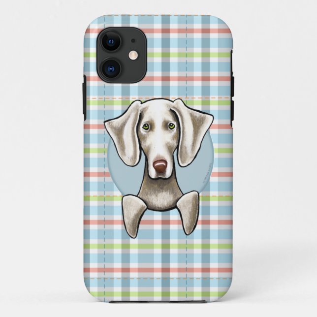 Capa Para iPhone 11 Weimaraner Pale Xadrez (Verso)