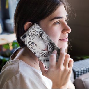 Capa Para iPhone 11 White Bengal Tiger Fotografia do Tigre   Preto