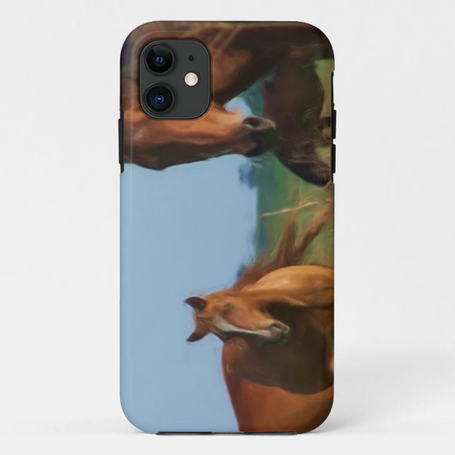Capa Para iPhone 11 Wild Horses Oklahoma (Verso)
