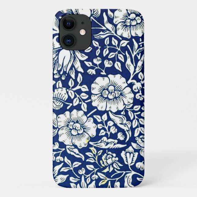 Capa Para iPhone 11 William Morris - Blue Mallow, padrão de colheita (Verso)