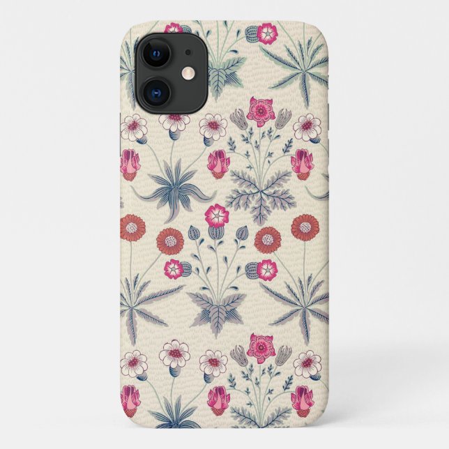 Capa Para iPhone 11 William Morris Daisy Padrão Floral Laranja Vermelh (Verso)
