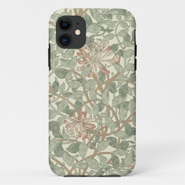 Capa Para iPhone 11 William Morris Honeysuckle Green Floral (Verso)