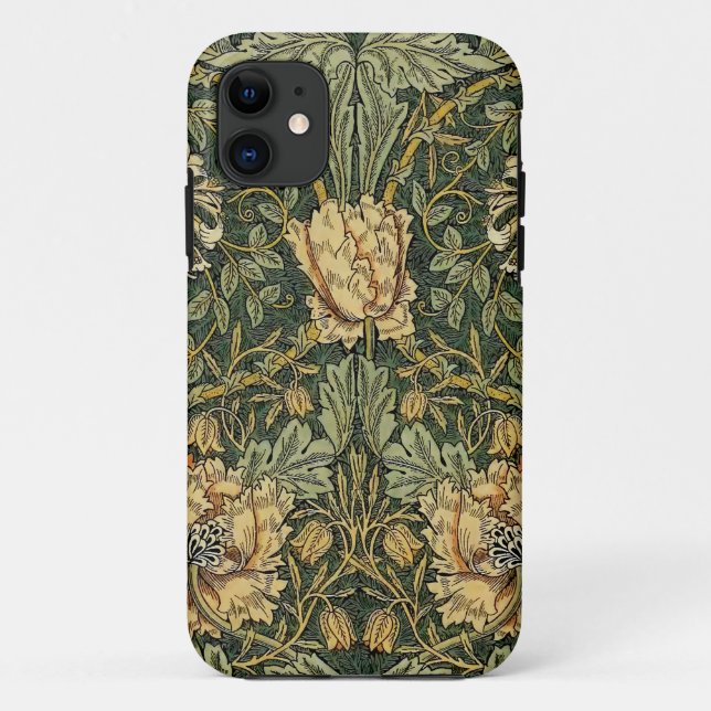 Capa Para iPhone 11 William Morris Honeysuckle Green Floral (Verso)