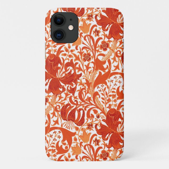 Capa Para iPhone 11 William Morris Iris e Lily, Mandarin Orange (Verso)