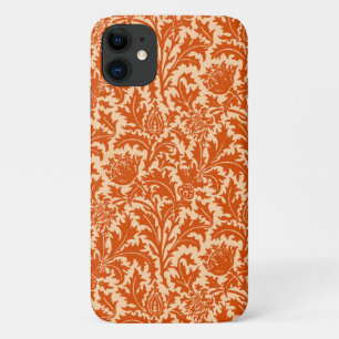 Capa Para iPhone 11 William Morris Thistle Damask, Mandarin Orange