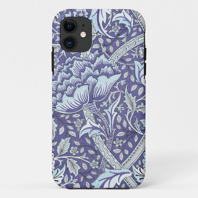 Capa Para iPhone 11 William Morris Windrush flores florais azuis (Verso)