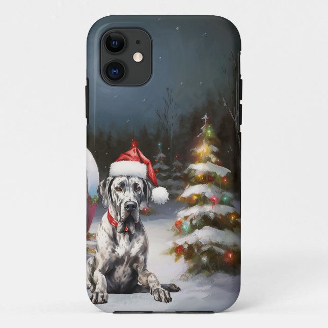Capa Para iPhone 11 Winter Great Dane Caravan Christmas Adventure (Verso)