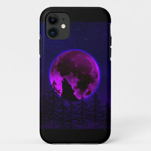 CAPA PARA iPhone 11 WOLF HOWLING MOON MAGENTA
