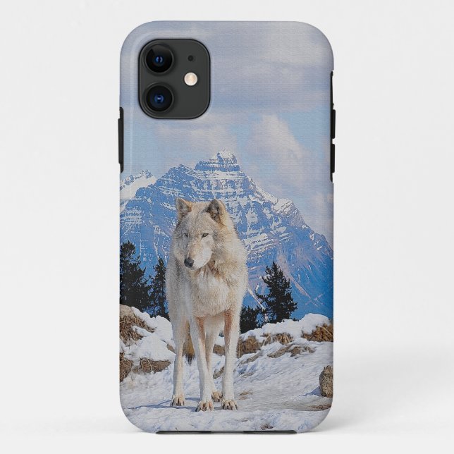Capa Para iPhone 11 Wolf & Mountain Wildlife Art iPhone 5 Case (Verso)