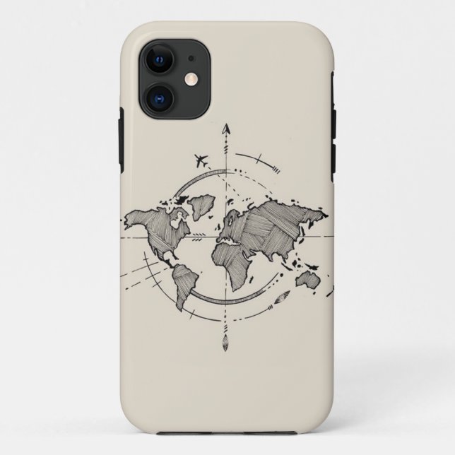 Capa Para iPhone 11 World Map iPhone 11 Case - Viagem Lover's (Verso)