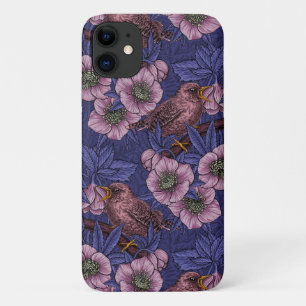Capa Para iPhone 11 Wren e hellebore, violeta e rosa