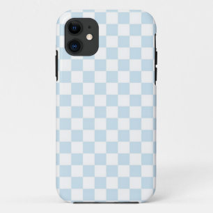 Capa Para iPhone 11 Xadrez Azul Pastel e Branco
