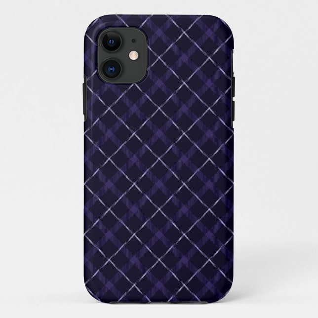 Capa Para iPhone 11 Xadrez Azul / Tartan (Verso)