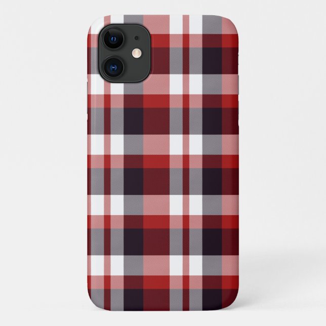Capa Para iPhone 11 Xadrez Branca Vermelha Preta (Verso)