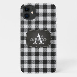 Capa Para iPhone 11 XADREZ Búfalo Branca e Negra EDITÁVEL Monograma
