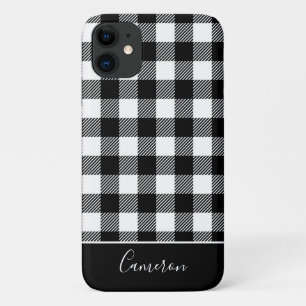 Capa Para iPhone 11 Xadrez de Búfalo Branca e Preto Trendy Personaliz
