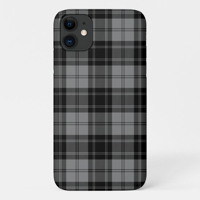 Capa Para iPhone 11 Xadrez de cinzas pretas Douglas tartan (Verso)