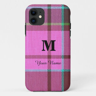Capa Para iPhone 11 Xadrez de tartã rosa-menina personalizada