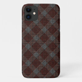 Capa Para iPhone 11 Xadrez de tartã transversal marrom com alivio de c