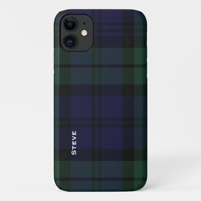 Capa Para iPhone 11 Xadrez de Tartan do Black Watch (Verso)