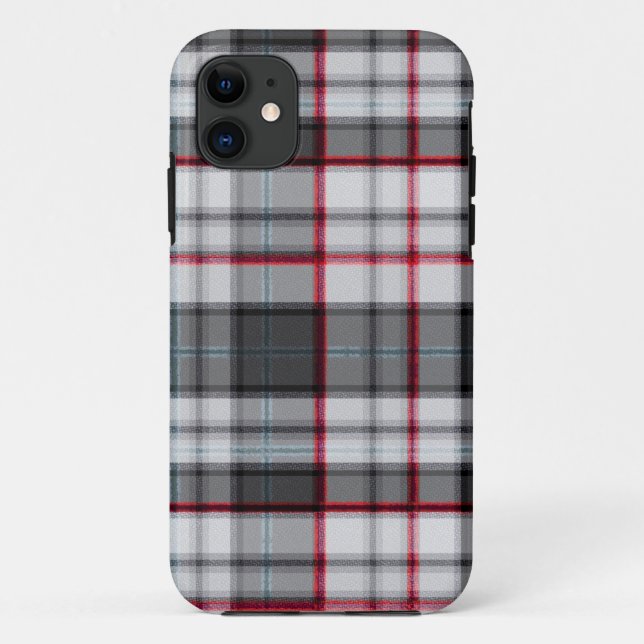 Capa Para iPhone 11 xadrez de tartan texturizada por cinza (Verso)