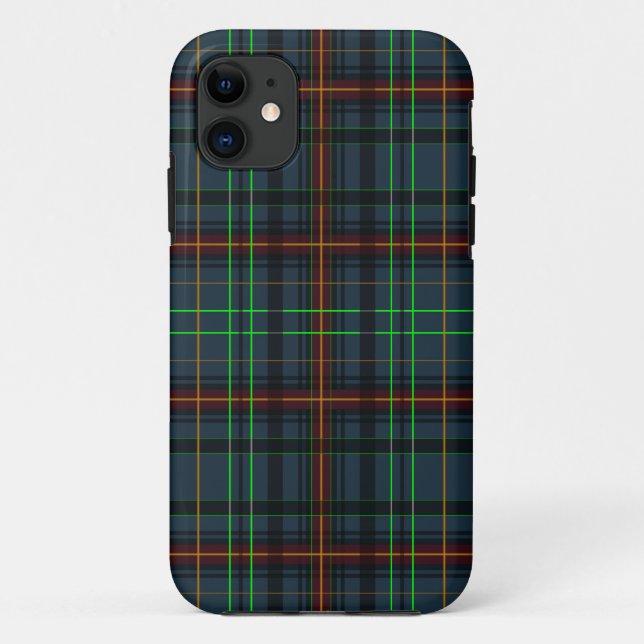 Capa Para iPhone 11 Xadrez em azul, laranja, verde... (Verso)