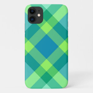 Capa Para iPhone 11 Xadrez enviesado de meados do século, verde-jade e