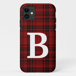CAPA PARA iPhone 11 XADREZ ESCOCÊS PRETO VERMELHO TIPOGRAFIA PERSONALI