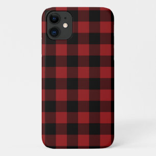 Capa Para iPhone 11 Xadrez Preta e Vermelha Verificada