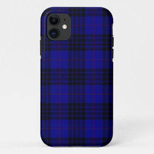 Capa Para iPhone 11 Xadrez preto azul tartan MacKay