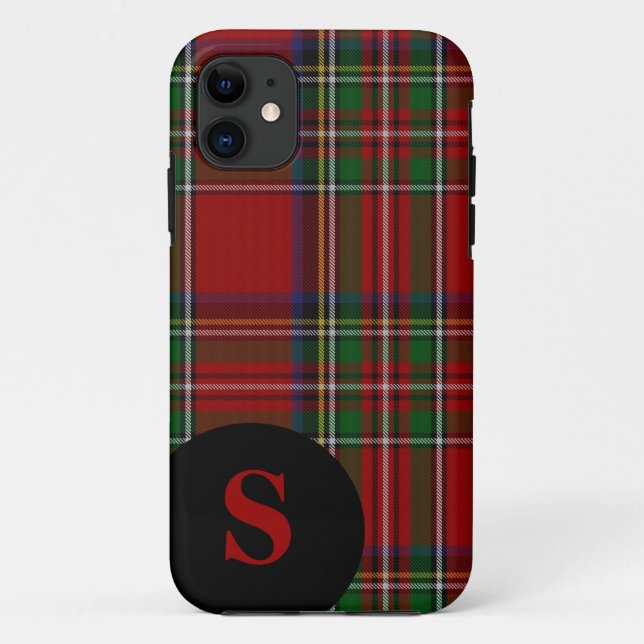 Capa Para iPhone 11 Xadrez Real Stewart Monogrammed (Verso)