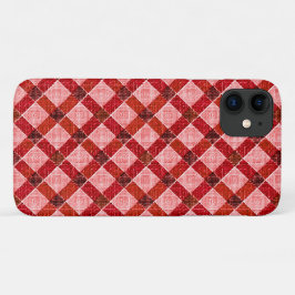 Capa Para iPhone 11 Xadrez tartã cruz rosa com alívio áspero leve