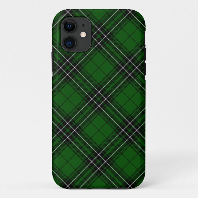 Capa Para iPhone 11 Xadrez Verde e Preto MacLean Tartan (Verso)