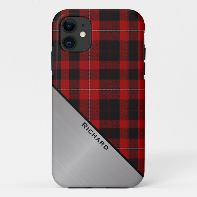 Capa Para iPhone 11 Xadrez Vermelha e Preta Personalizada  (Verso)