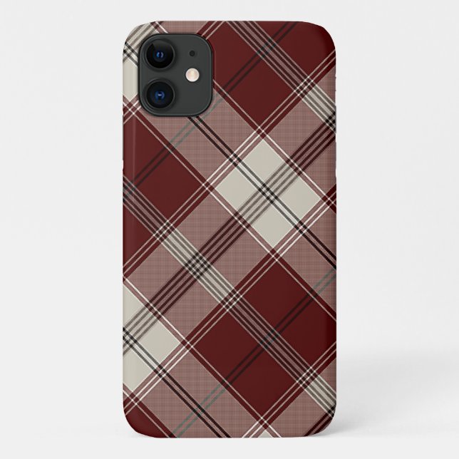 Capa Para iPhone 11 Xadrez Vermelho e Tom Personalizável (Verso)