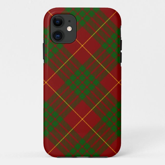 Capa Para iPhone 11 Xadrez vermelho e verde tartan Cameron (Verso)