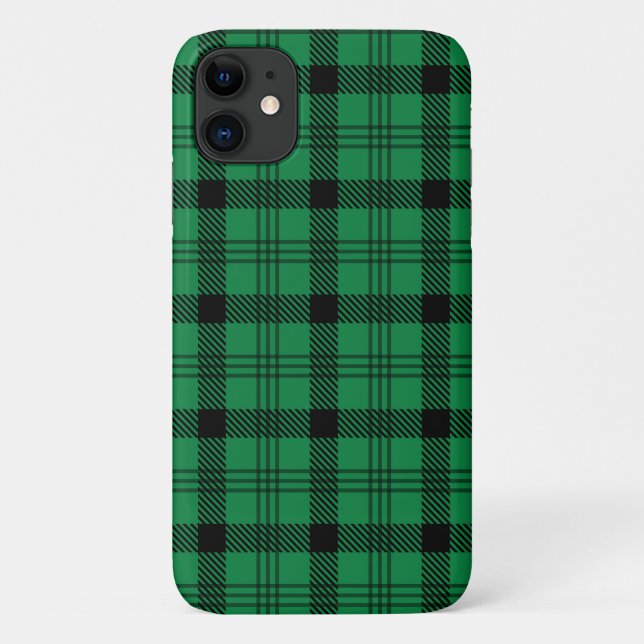 Capa Para iPhone 11 Xadrezes verdes e negras (Verso)