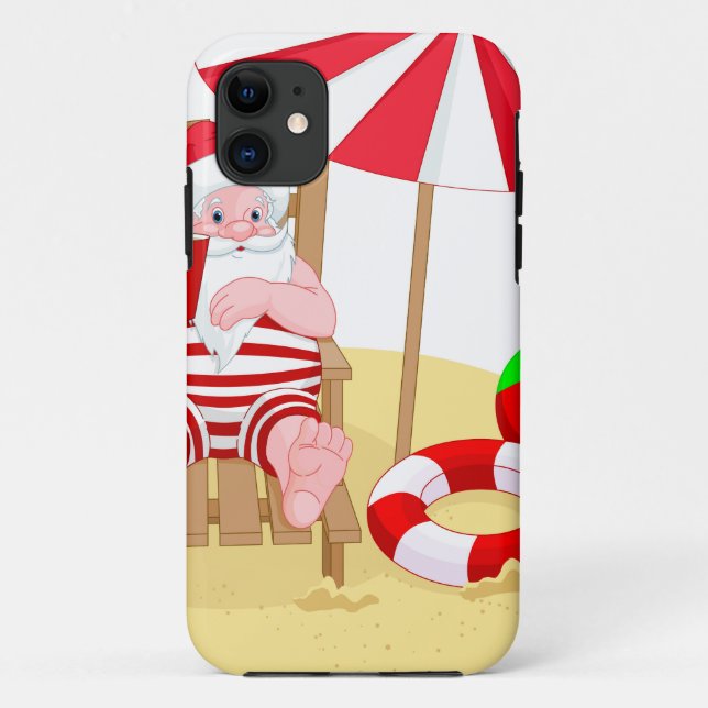 Capa Para iPhone 11 xmas Beach santa claus (Verso)