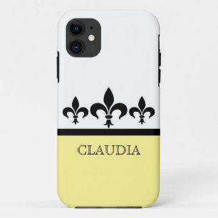 Capa Para iPhone 11 Yellow Swanky Fleur De Lis BT iPhone 5 Case